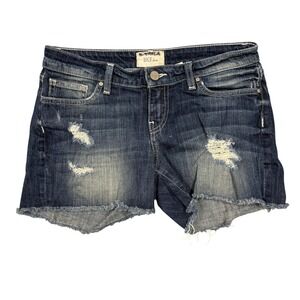BKE Shorts Womens 27 Blue Denim Stella 4" Short Distressed Fray Hem Cutoff